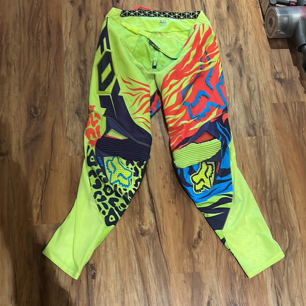 Fox 360 Moto Pants Size 36 Neon Leopard Print Motocross Dirt Bike Atv Protection